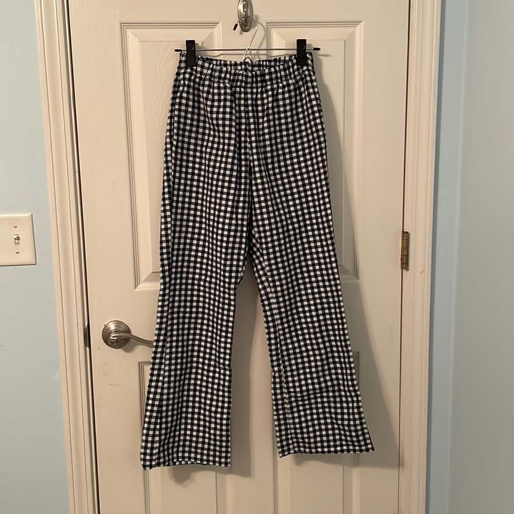 checkered bootcut pants